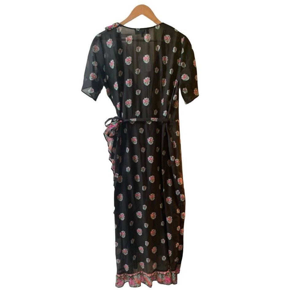 Soleiado Paris NWT Womens Black Paoline Pompadour Wrap S/S Dress EU 44 L US14 - Picture 7 of 16